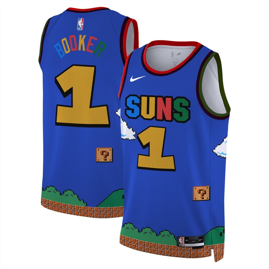 Men's Phoenix Suns #1 Devin Booker Blue 2025 Stitched Basketball Jersey