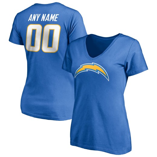 Women's Los Angeles Chargers Team Personalized Name & Number V-Neck T-Shirt - Powder Blue Women's Los Angeles Chargers Team Personalized Name & Number V-Neck T-Shirt - Powder Blue