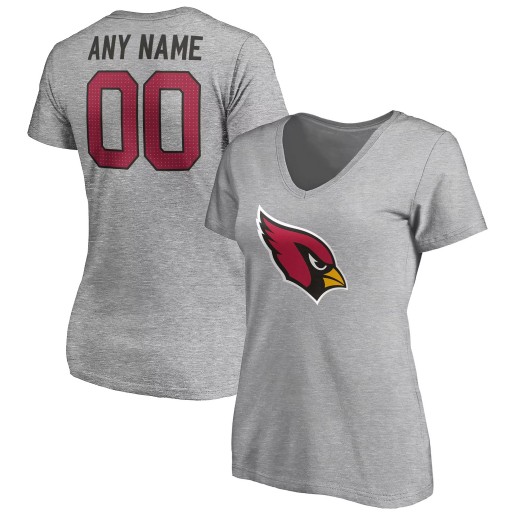 Women's Arizona Cardinals Team Custom V-Neck T-Shirt - Gray Women's Arizona Cardinals Team Custom V-Neck T-Shirt - Gray