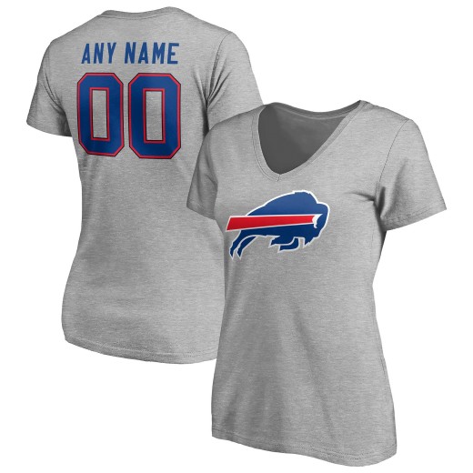 Women's Buffalo Bills Team Custom V-Neck T-Shirt - Gray Women's Buffalo Bills Team Custom V-Neck T-Shirt - Gray