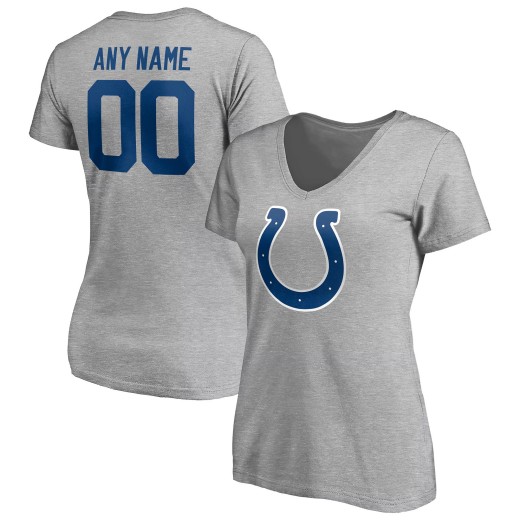 Women's Indianapolis Colts Team Custom V-Neck T-Shirt - Gray Women's Indianapolis Colts Team Custom V-Neck T-Shirt - Gray