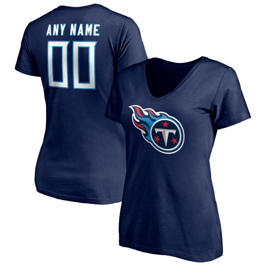 Women's Tennessee Titans Team Personalized Name & Number V-Neck T-Shirt - Navy Women's Tennessee Titans Team Personalized Name & Number V-Neck T-Shirt - Navy