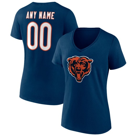Women's Chicago Bears Team Personalized Name & Number V-Neck T-Shirt - Navy Women's Chicago Bears Team Personalized Name & Number V-Neck T-Shirt - Navy