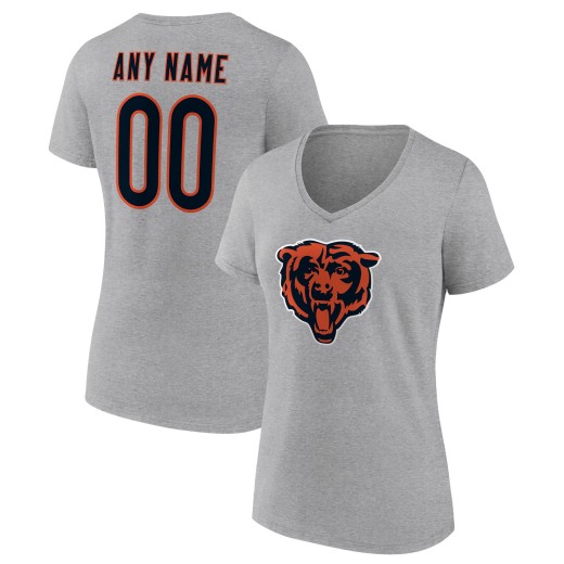 Women's Chicago Bears Team Custom V-Neck T-Shirt - Gray Women's Chicago Bears Team Custom V-Neck T-Shirt - Gray