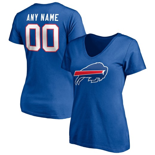 Women's Buffalo Bills Team Personalized Name & Number V-Neck T-Shirt - Royal Women's Buffalo Bills Team Personalized Name & Number V-Neck T-Shirt - Royal