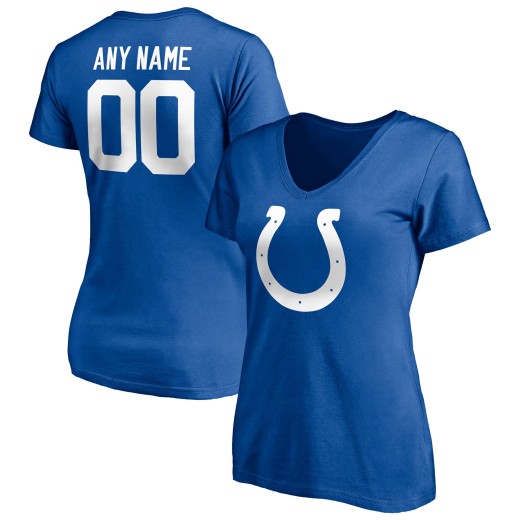 Women's Indianapolis Colts Team Personalized Name & Number V-Neck T-Shirt - Royal Women's Indianapolis Colts Team Personalized Name & Number V-Neck T-Shirt - Royal