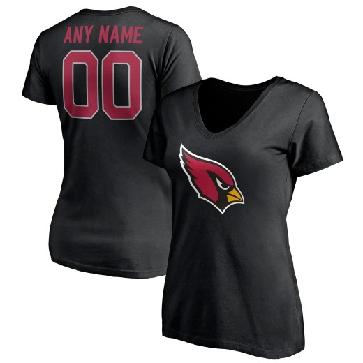 Women's Arizona Cardinals Team Personalized Name & Number V-Neck T-Shirt - Black Women's Arizona Cardinals Team Personalized Name & Number V-Neck T-Shirt - Black