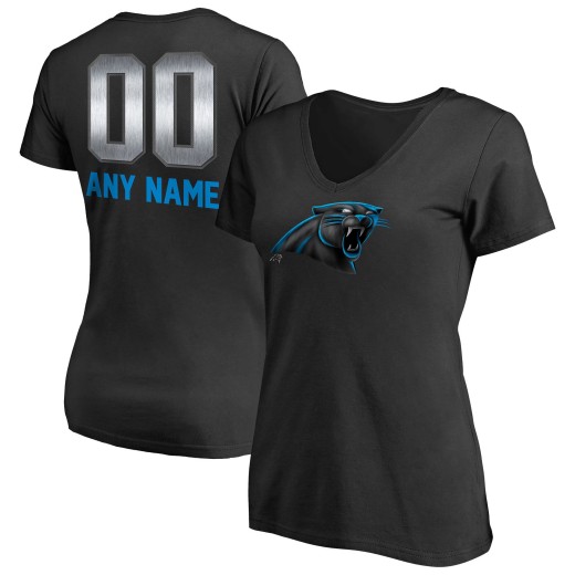 Women's Carolina Panthers Personalized Midnight Mascot T-Shirt - Black Women's Carolina Panthers Personalized Midnight Mascot T-Shirt - Black