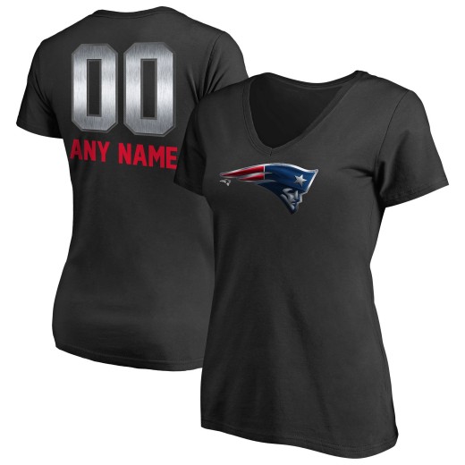 Women's New England Patriots Personalized Midnight Mascot T-Shirt - Black Women's New England Patriots Personalized Midnight Mascot T-Shirt - Black