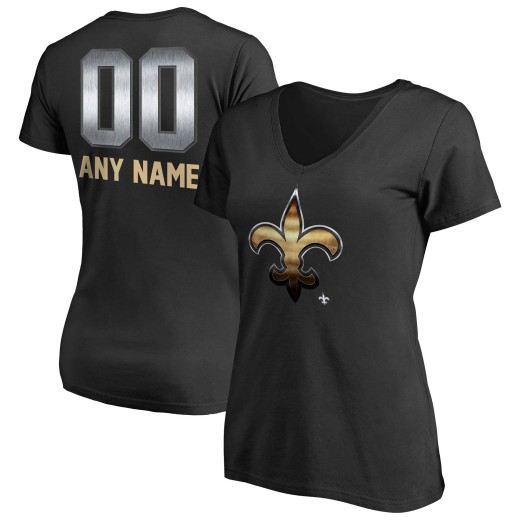 Women's New Orleans Saints Personalized Midnight Mascot T-Shirt - Black Women's New Orleans Saints Personalized Midnight Mascot T-Shirt - Black
