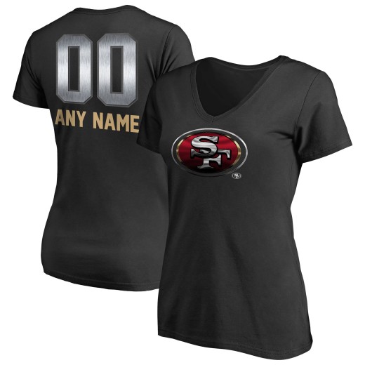 Women's San Francisco 49ers Personalized Midnight Mascot T-Shirt - Black Women's San Francisco 49ers Personalized Midnight Mascot T-Shirt - Black