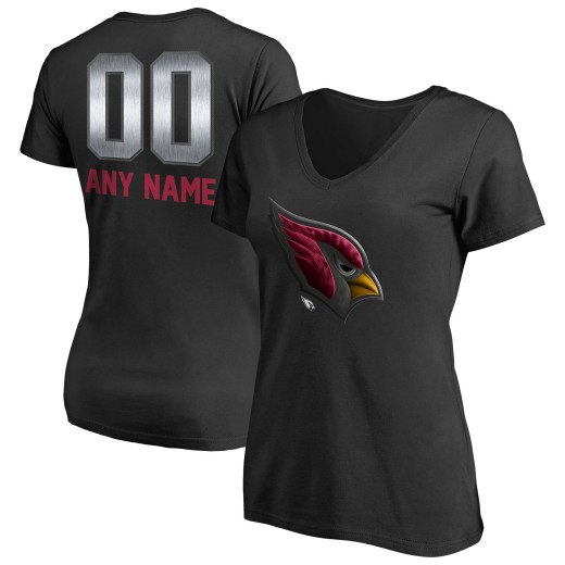 Women's Arizona Cardinals Personalized Midnight Mascot T-Shirt - Black Women's Arizona Cardinals Personalized Midnight Mascot T-Shirt - Black