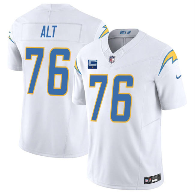 Men's Los Angeles Chargers #76 Joe Alt White 2025 F.U.S.E With 1-Star C Patch Vapor Limited Stitched Football Jersey
