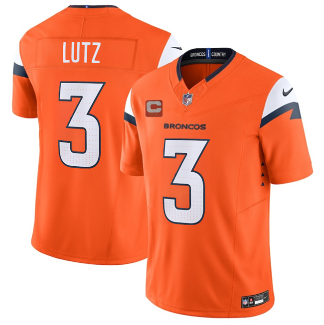 Men's Denver Broncos #3 Wil Lutz Orange 2025 F.U.S.E. With 2-Star C Patch Vapor Limited Stitched Football Jersey Men's Denver Broncos #3 Wil Lutz Orange 2025 F.U.S.E. With 2-Star C Patch Vapor Limited Stitched Football Jersey