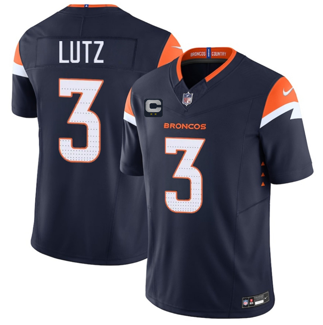 Men's Denver Broncos #3 Wil Lutz Navy 2025 F.U.S.E. With 2-Star C Patch Vapor Limited Stitched Football Jersey Men's Denver Broncos #3 Wil Lutz Navy 2025 F.U.S.E. With 2-Star C Patch Vapor Limited Stitched Football Jersey