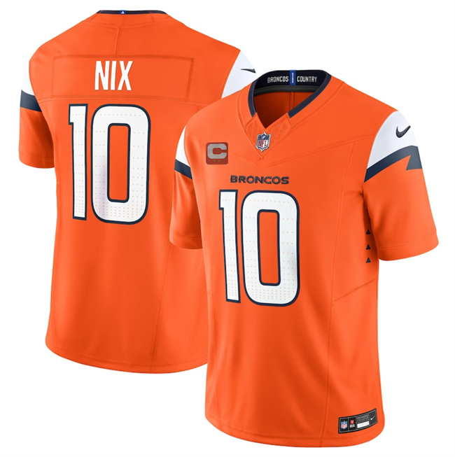 Men's Denver Broncos #10 Bo Nix Orange 2025 F.U.S.E. With 2-Star C Patch Vapor Limited Stitched Football Jersey Men's Denver Broncos #10 Bo Nix Orange 2025 F.U.S.E. With 2-Star C Patch Vapor Limited Stitched Football Jersey