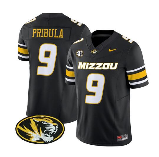 Men's Missouri Tigers #9 Beau Pribula Black F.U.S.E. Vapor Limited Stitched Football Jersey