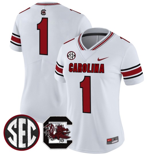 Women's South Carolina Gamecocks #1 White Nike Limited Stitched Football Jersey Women's South Carolina Gamecocks #1 White Nike Limited Stitched Football Jersey