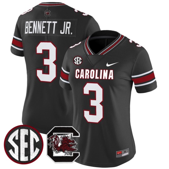 Women's South Carolina Gamecocks #3 Mazeo Bennett Jr. Black Nike Limited Stitched Football Jersey