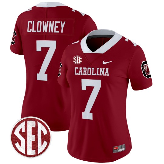 Women's South Carolina Gamecocks #7 Jadeveon Clowney Garnet 'Nike' 1980 Throwback Stitched Football Jersey