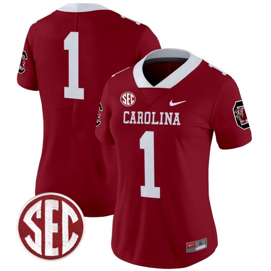 Women's South Carolina Gamecocks #1 Garnet 'Nike' 1980 Throwback Stitched Football Jersey