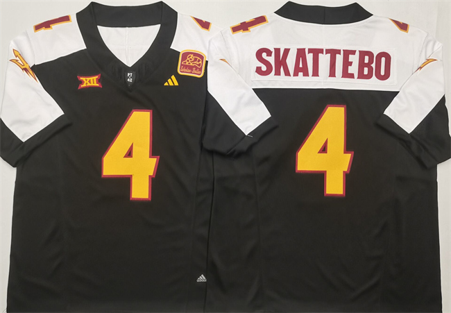 Men's Arizona State Sun Devils #4 Cam Skattebo Black White 2024 F.U.S.E. Vapor Limited Stitched Jersey