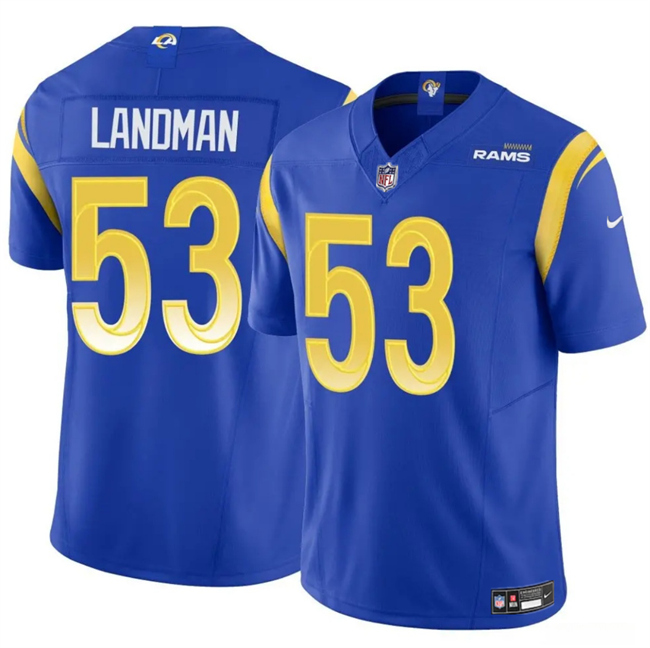 Men's Los Angeles Rams #53 Nate Landman Blue 2025 F.U.S.E. Vapor Untouchable Stitched Football Jersey