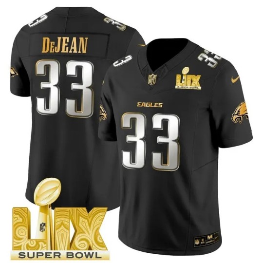 Men's Eagles #33 Cooper DeJean Black Limited 2025 Super Bowl LIX Patch F.U.S.E. Vapor Limited Stitched Jersey