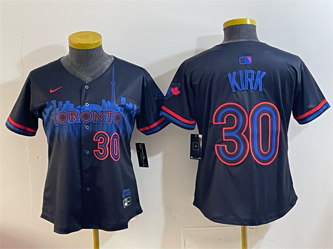 Youth Toronto Blue Jays #30 Alejandro Kirk Navy 2024 City Connect Limited Stitched Baseball Jersey