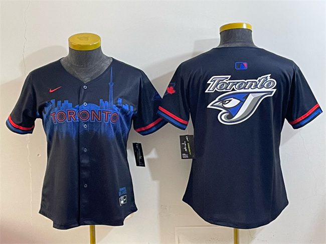 Youth Toronto Blue Jays Team Big Logo Navy 2024 City Connect Limited Stitched Baseball Jersey