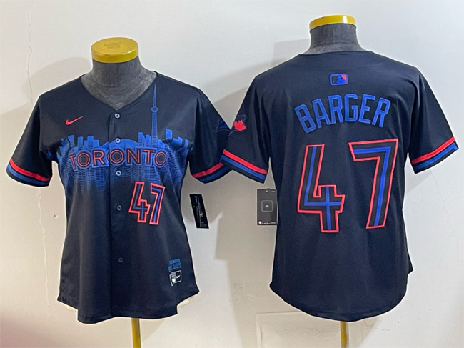 Youth Toronto Blue Jays #47 Addison Barger Navy 2024 City Connect Limited Stitched Baseball Jersey