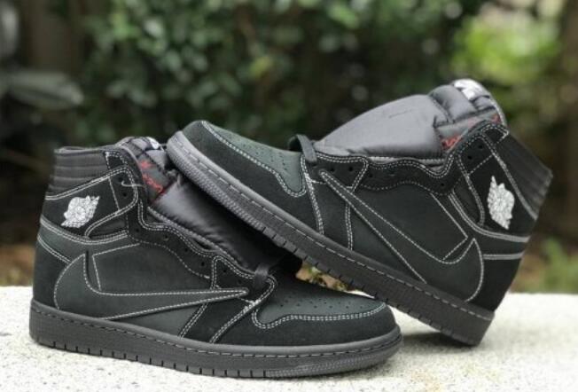 Men's Running Weapon Travis Scott X Air Jordan 1 High OG SP Black Phantom Shoes 028
