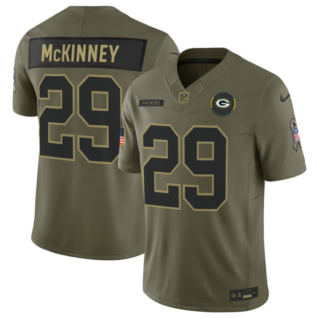 Men's Green Bay Packers #29 Xavier McKinney Olive 2025 F.U.S.E. Salute to Service Limited Stitched Football Jersey Men's Green Bay Packers #29 Xavier McKinney Olive 2025 F.U.S.E. Salute to Service Limited Stitched Football Jersey