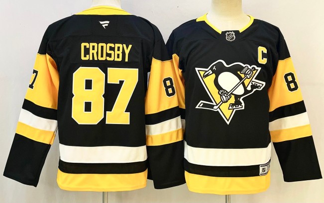 Youth Pittsburgh Penguins #87 Sidney Crosby Black 2024-25 Alternate Wich C Patch Stitched Hockey Jersey