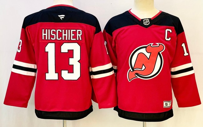 Youth New Jersey Devils #13 Nico Hischier Red 2024-25 Home With C Patch Stitched Hockey Jersey