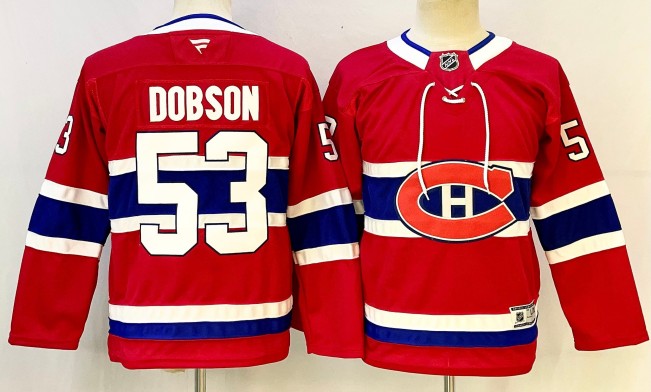 Youth Montreal Canadiens #53 Noah Dobson Red 2024-25 Stitched Jersey