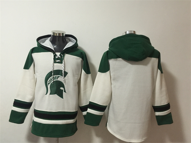 Men's Michigan State Spartans Blank Cream Ageless Must-Have Lace-Up Pullover Hoodie Men's Michigan State Spartans Blank Cream Ageless Must-Have Lace-Up Pullover Hoodie