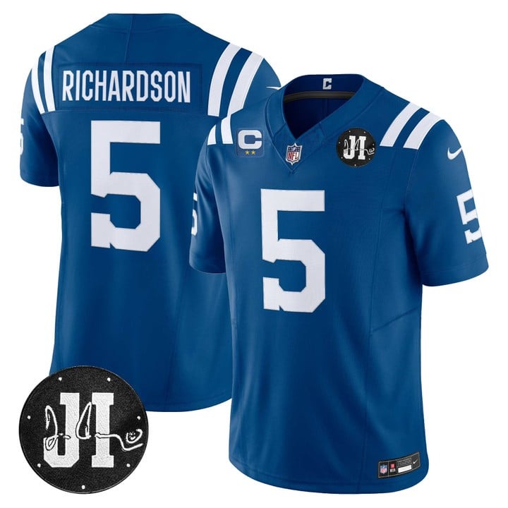 Men's Indianapolis Colts #5 Anthony Richardson Sr. Royal 2025 Jim Irsay & 2-star C Patch Vapor F.U.S.E. Limited Jersey