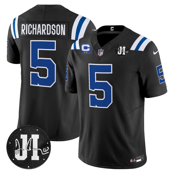 Men's Indianapolis Colts #5 Anthony Richardson Sr. Black 2025 Jim Irsay & 2-star C Patch Vapor F.U.S.E. Limited Jersey