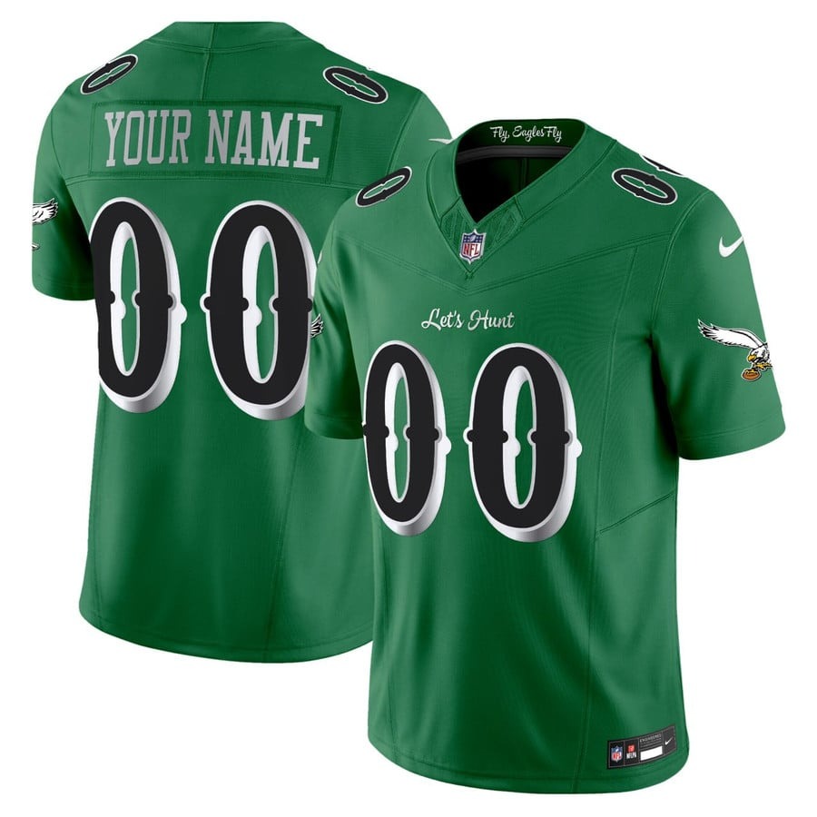 Men's Philadelphia Eagles Let's Hunt Custom Kelly Green 2025 F.U.S.E. Vapor Limited Stitched Jersey