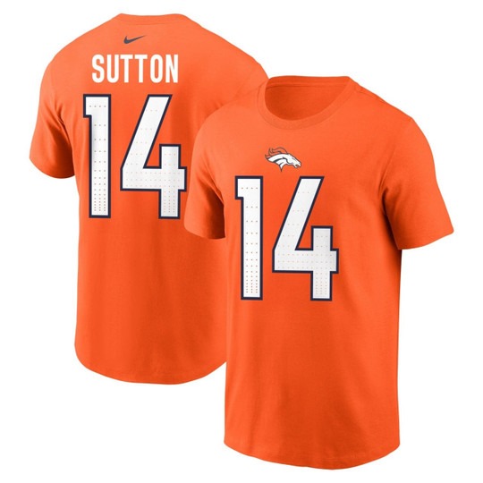 Men's Denver Broncos #14 Courtland Sutton Orange 2025 Nike T-Shirt Men's Denver Broncos #14 Courtland Sutton Orange 2025 Nike T-Shirt