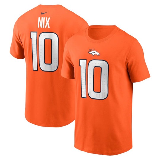 Men's Denver Broncos #10 Bo Nix Orange 2025 Nike T-Shirt Men's Denver Broncos #10 Bo Nix Orange 2025 Nike T-Shirt