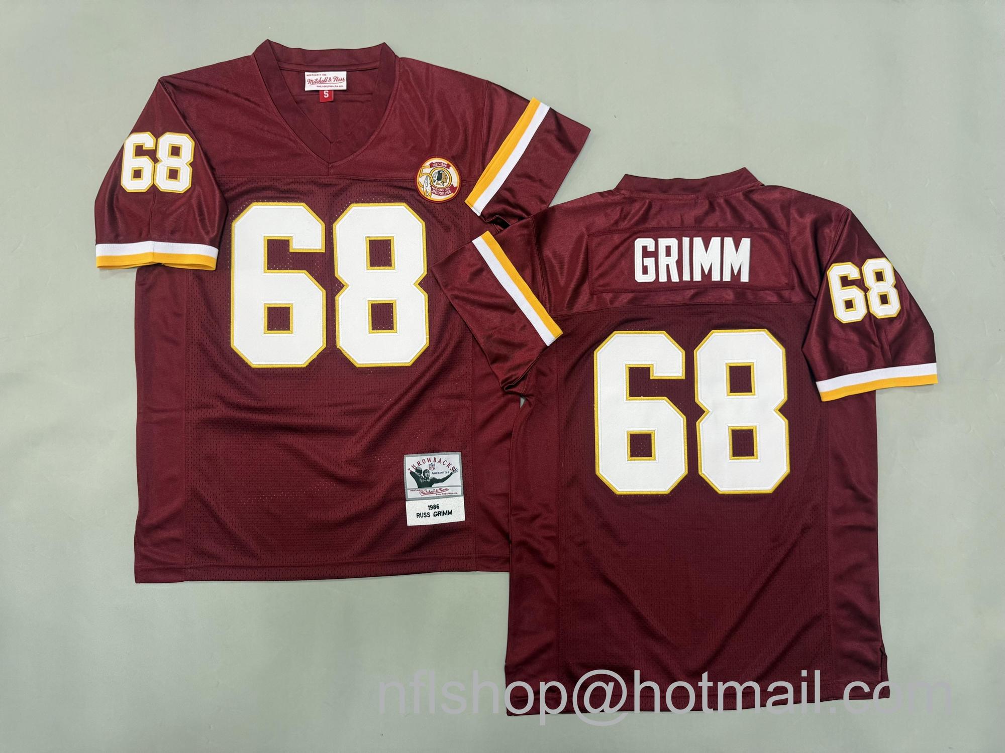 Men's Washington Commanders #68 Russ Grimm Red 1986 Mitchell & Ness Jersey