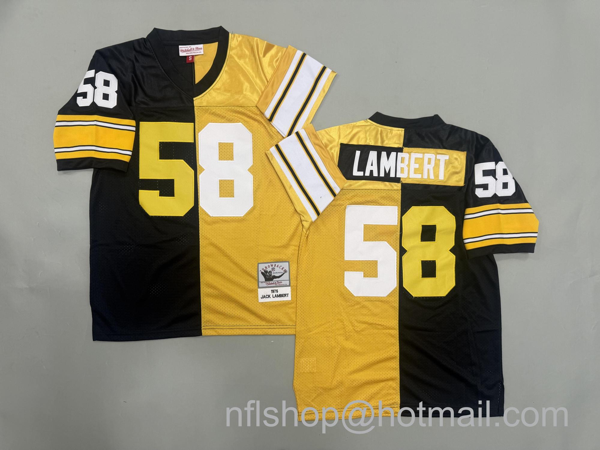 Men's Pittsburgh Steelers #58 Jack Lambert Split 1975 Mitchell & Ness Jersey