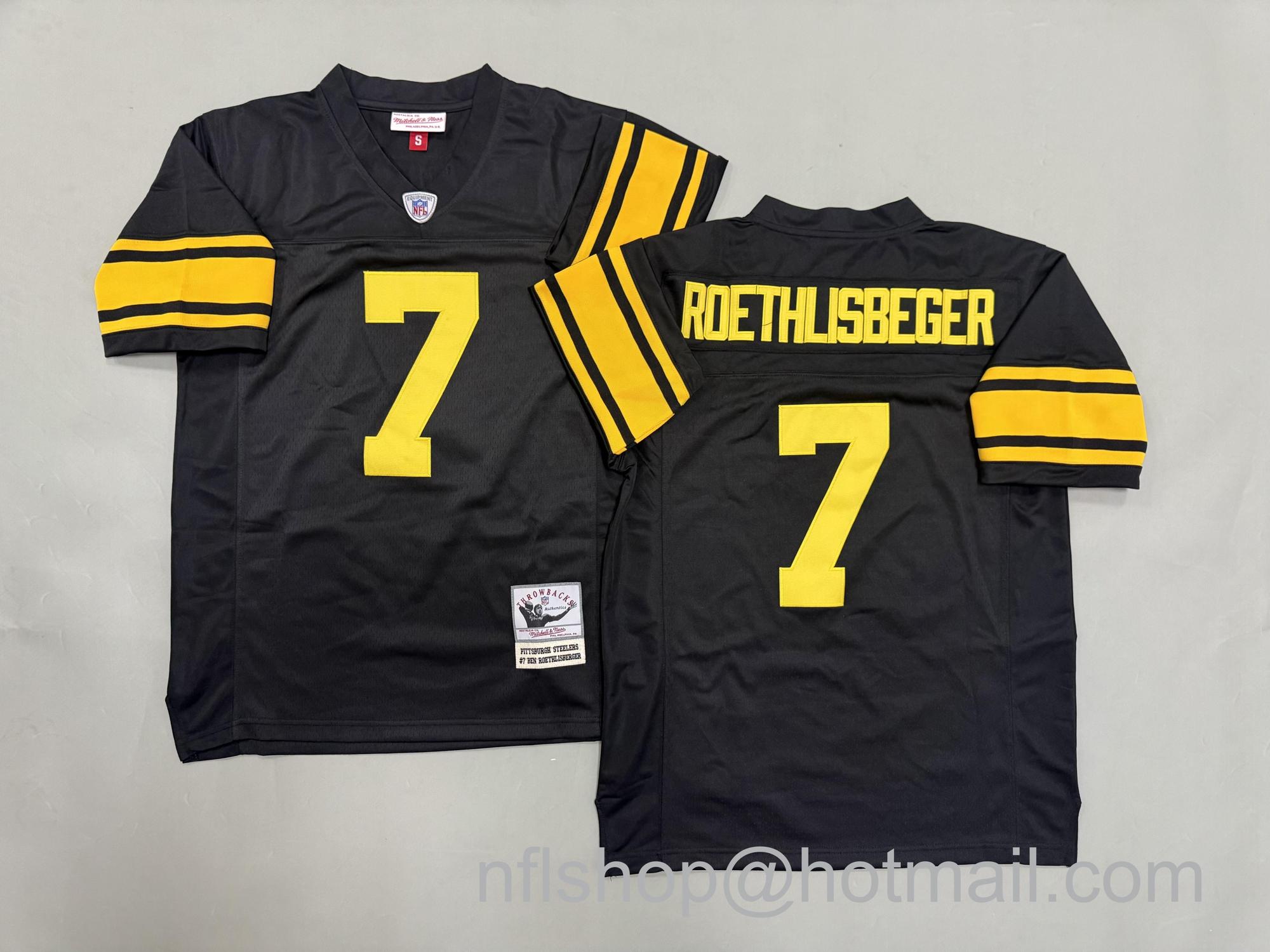 Men's Pittsburgh Steelers #7 Ben Roethlisberger Black Color Rush Throwback NFL Jersey