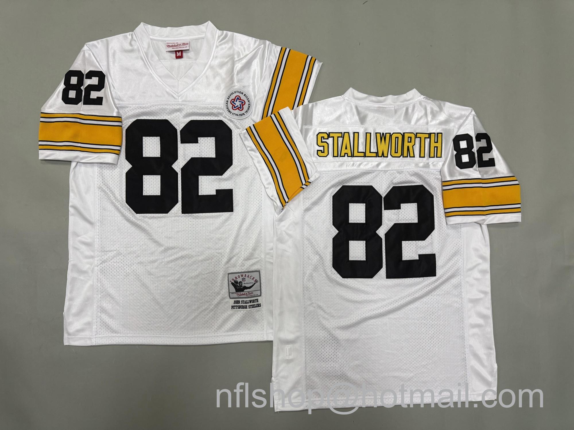 Men's Pittsburgh Steelers #82 John Stallworth White Mitchell & Ness Jersey