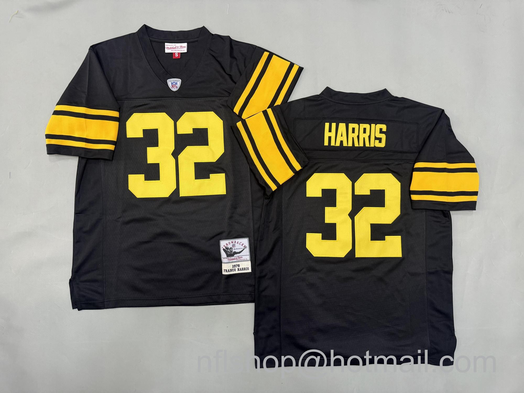 Men's Pittsburgh Steelers #32 Franco Harris Black Color Rush 1976 Throwback NFL Jersey