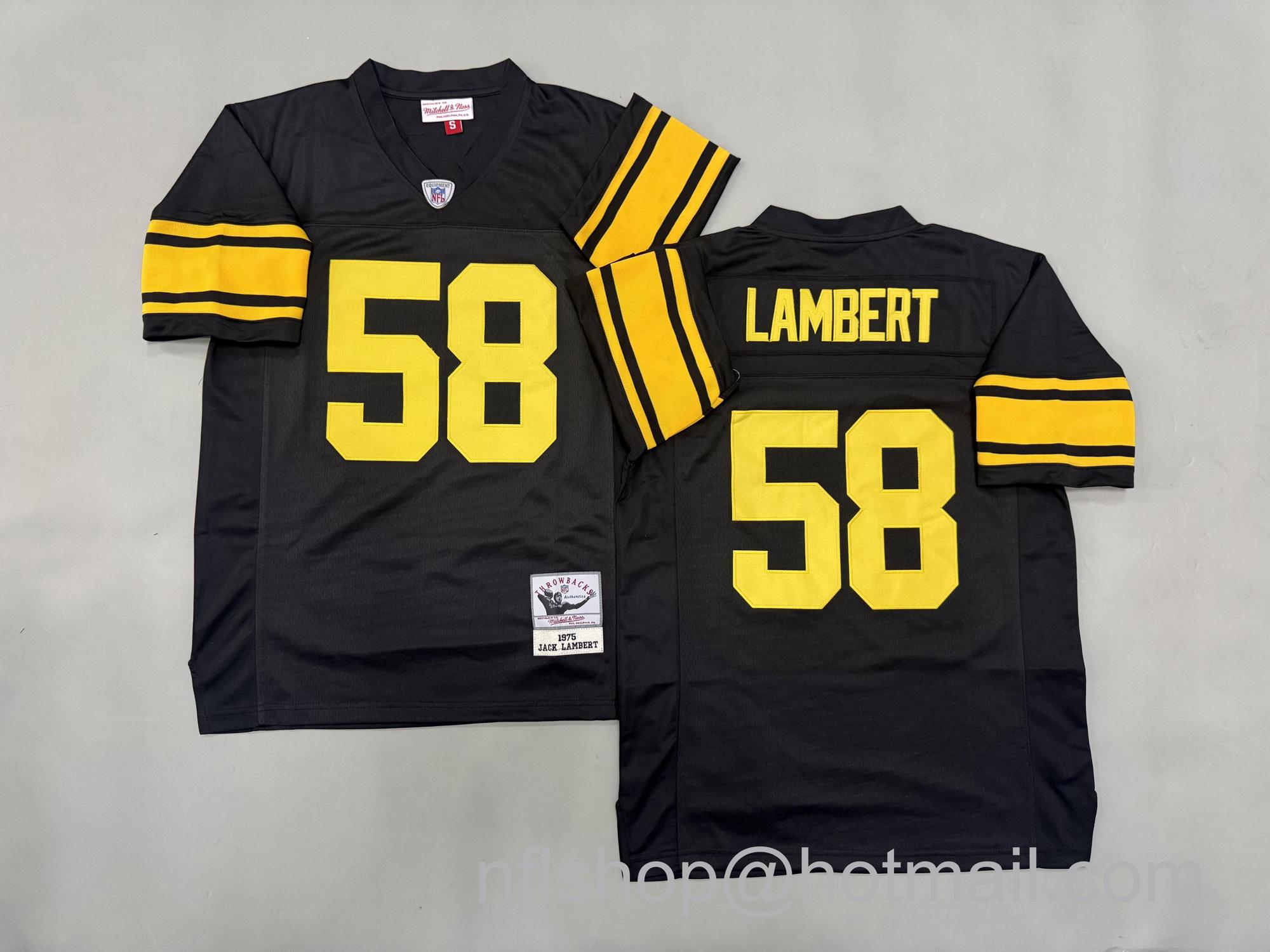 Men's Pittsburgh Steelers #58 Jack Lambert Black Color Rush 1975 Throwback NFL Jersey