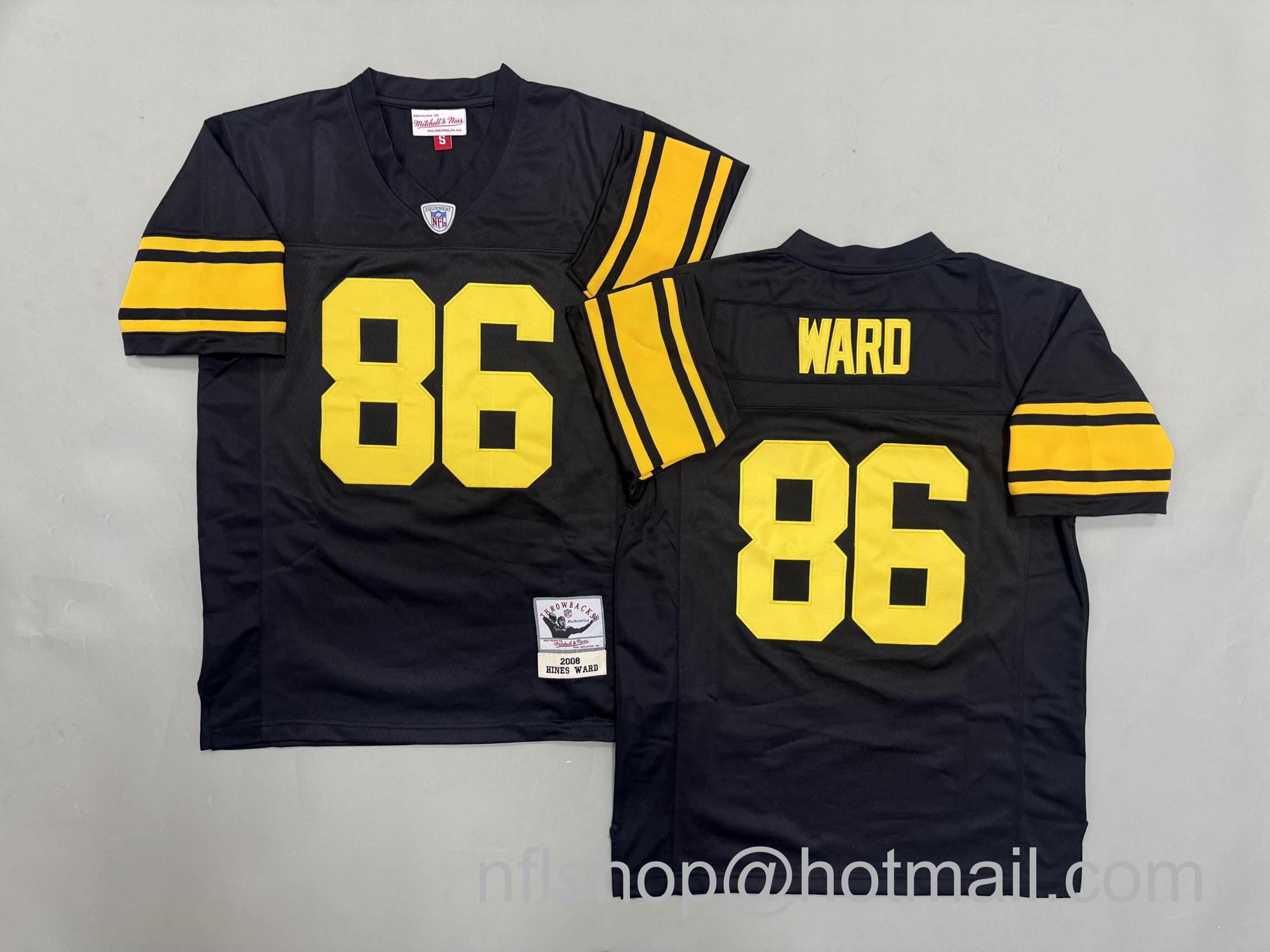 Men's Pittsburgh Steelers #86 Hines Ward Black Color Rush 2008 Throwback NFL Jersey