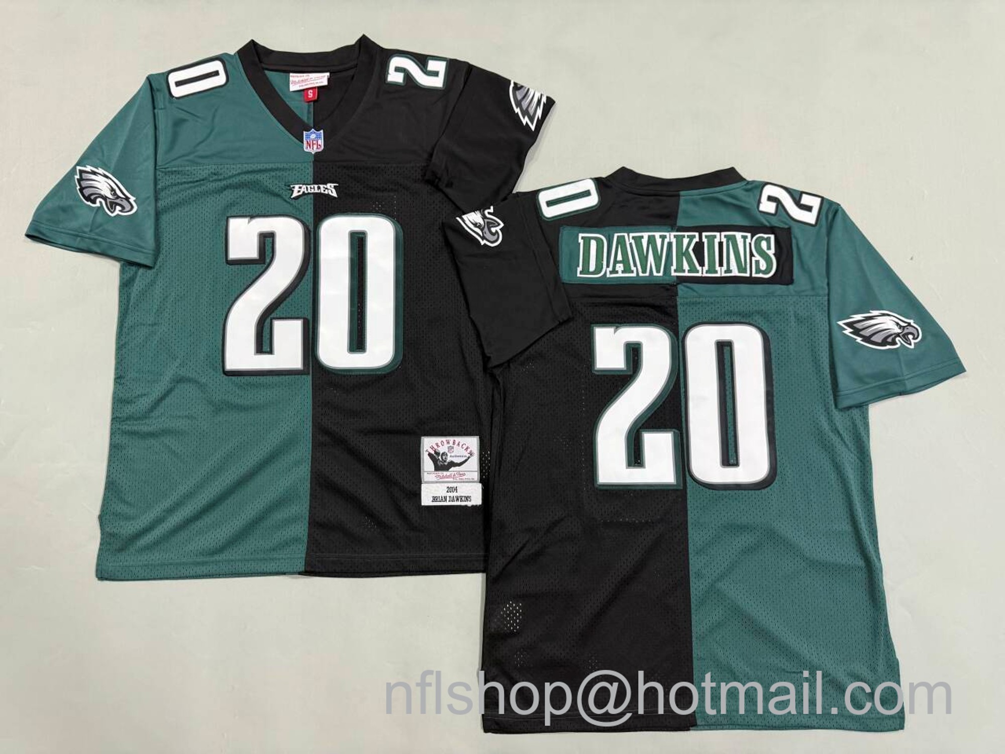 Men's Philadelphia Eagles #20 Brian Dawkins Split 2004 Mitchell & Ness NFL Jersey Men's Philadelphia Eagles #20 Brian Dawkins Split 2004 Mitchell & Ness NFL Jersey